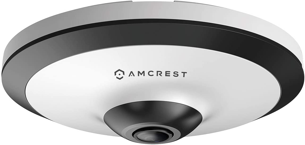 Amcrest Fisheye POE Camera, 360? Panoramic 5-Megapixel POE IP Camera, Fish Eye Security Indoor Camera, 33ft Nightvision, IVS Features and MicroSD Recording, IP5M-F1180EW-V2 (White)