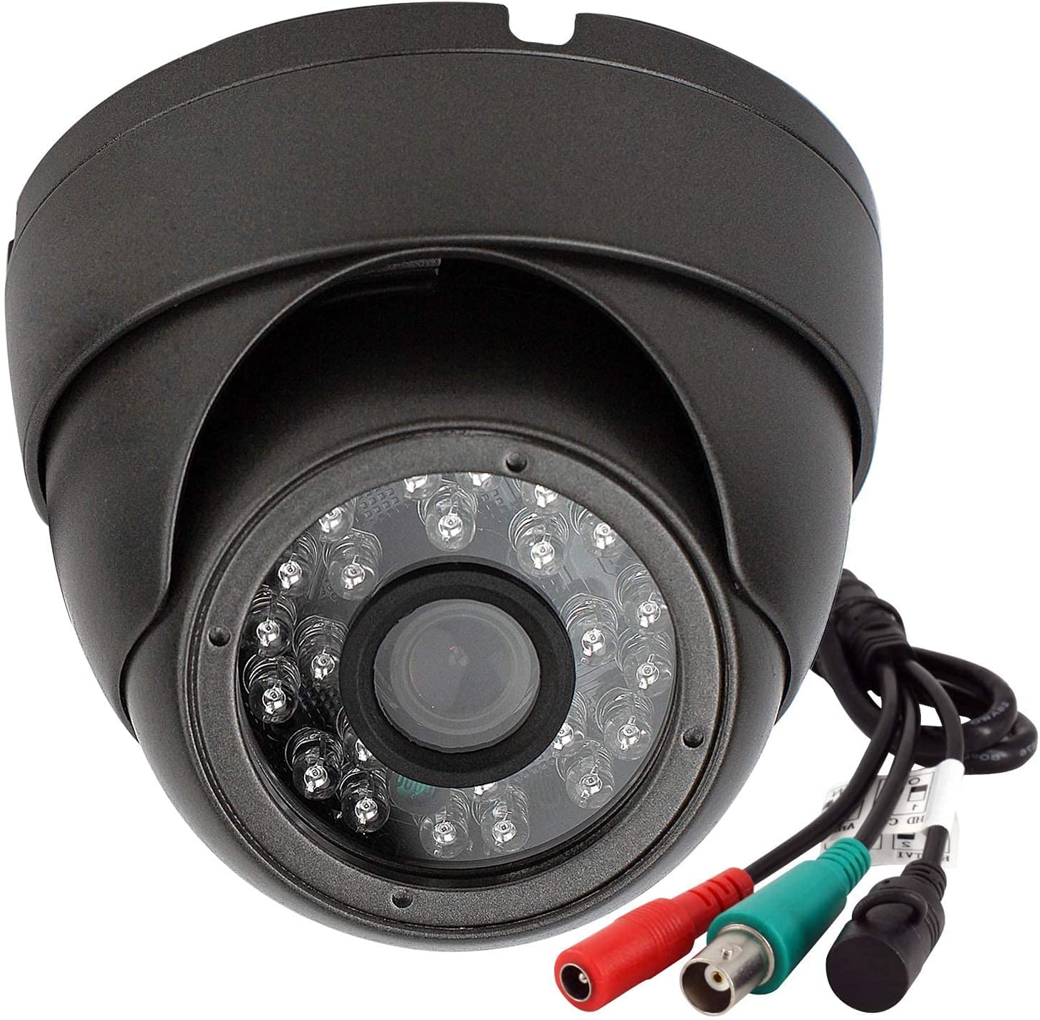 Analog CCTV Camera HD 1080P 4-in-1 (TVI/AHD/CVI/960H Analog) Security Dome Camera Outdoor Metal Housing, 24 IR-LEDs True Day & Night Monitoring 3.6mm Lens (Grey)